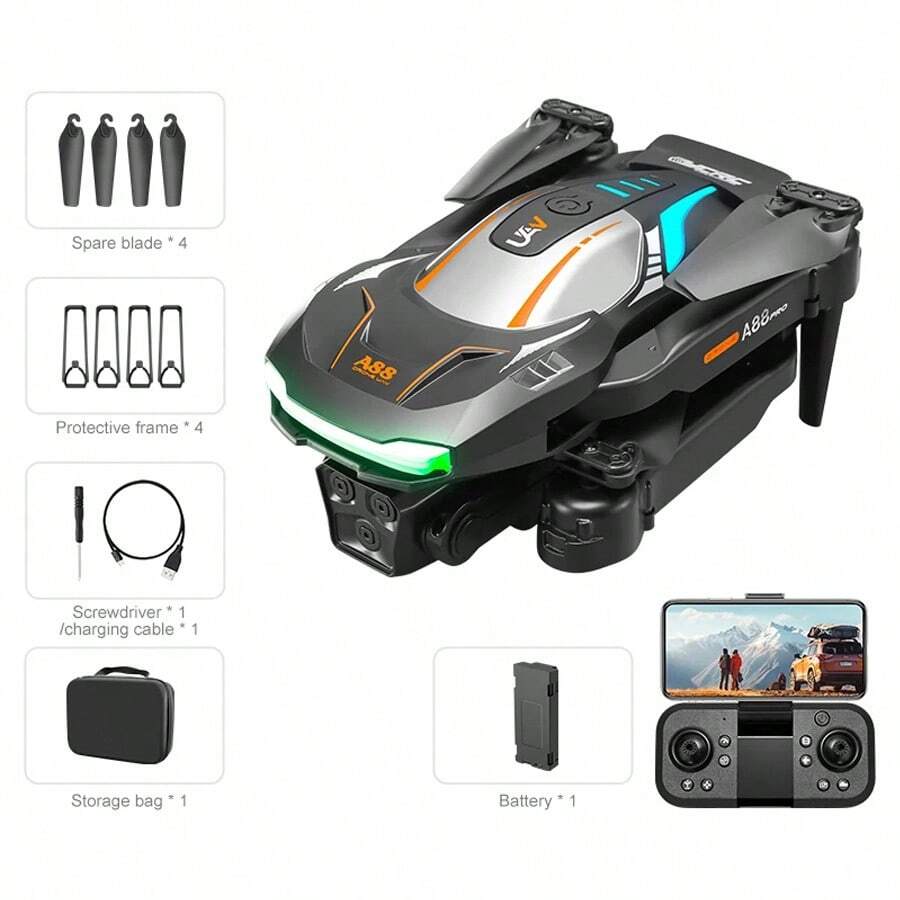 MiniDrone A88 con estuche, camara y contro remoto - Negro - Ver 1