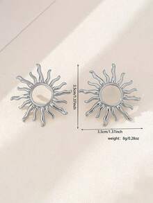 1 Pair Fashion Elegant Sunflower Stud Earrings - Silver - View 5