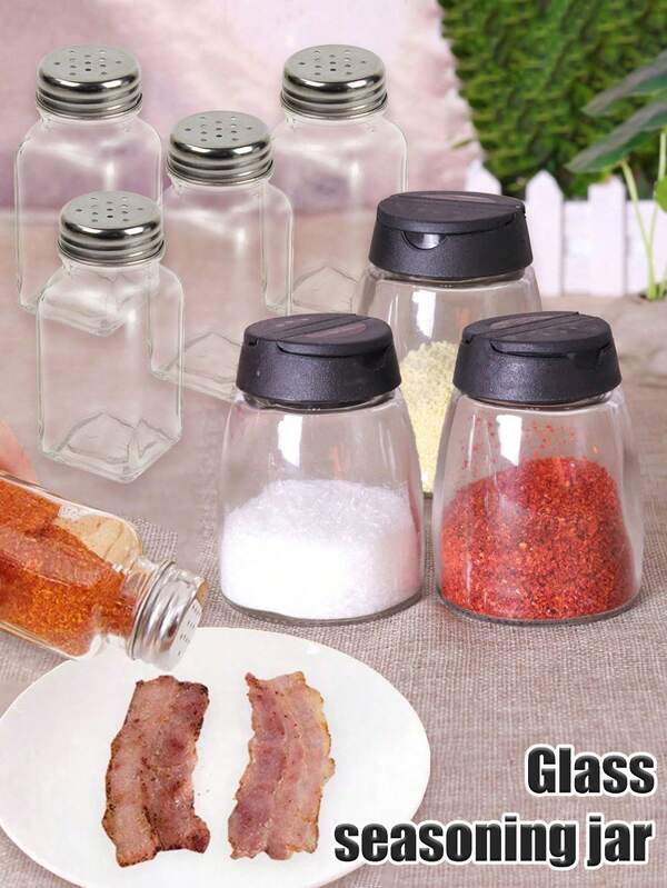 Da 1 a 4 barattoli portaspezie quadrati con coperchio a farfalla, per pepe, sale, cumino, spezie, condimenti, spruzzatori per barbecue e griglia