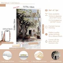 1pc Unframed Floral Canvas Wall Decor , White Wall Decor With Rustic Patio Scene, Bright Flowers And Sun-Drenched Planters, Modern Farmhouse Style, Perfect For Living Room, Bedroom Or Home Office, Ideal Gift For Spring And Summer Aesthetic, Bedroom Art Print | Serene Wall Art | Ink Medium, Room Decor, Posters, Wall Art, Room Decoration Stuff,Modern, Botanical - Multicolor - View 7