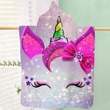 1pc Creative Unicorn Series Printed Hooded Robe Cloak, 250gsm Super Soft Microfiber Super Absorbent Quick Dry Hooded Bath Towel, Suitable For Indoor/Outdoor, Beach, Swimming, Bathroom Back To School - Multicolor - View 10