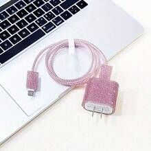 5 pièces/Set Protecteur de câble de données avec strass compatibles avec , comprend un enrouleur de câble, un clip de câble et un couvre-tête de chargement. Excellent cadeau (chargeur non inclus) Protecteur de chargeur - Multicolore - Voir 14