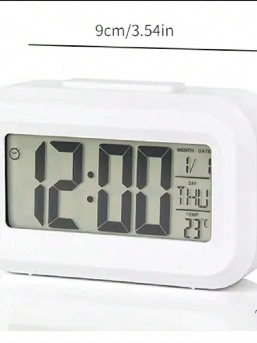 Portable Digital Table Clock Alarm Clock Led Lcd Glow Dark Small Size 9cmx5.5cm - 白色 - 查看 1