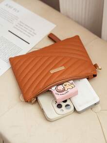 Women Large Capacity Clutch Wallet, With Phone Pocket, Handheld Purse And Key Pouch - Brown - View 4