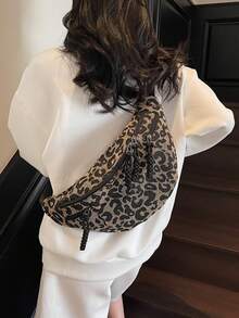New Ins Style Leopard Print Casual Waist Bag/Chest Bag, Versatile Cloud Pattern Unique Shoulder Crossbody Bag/Casual Phone Pouch - Multicolor - View 5