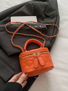 Bolso de cadena mini ligero acolchado tipo cubo, adecuado para niñas, estudiantes universitarias y trabajadoras de oficina - Naranja - Ver 9