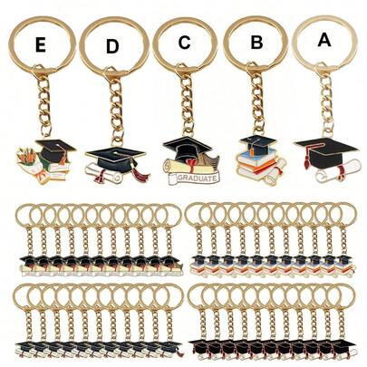 Set de 20 piezas/10 piezas/5 piezas Llavero de birrete de graduación unisex, material de aleación, texto inspirador, apropiado para la graduación de julio, regalos de regreso a la escuela, recuerdos de fiesta de graduación, decoraciones para mochila, llaveros de teléfono/coche, regalos para el Día del Maestro, regalos para mejores amigos, recuerdos para estudiantes/maestros/compañeros de clase