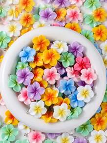 30/50pcs Random Shiny Gradient Daisy Flower Resin Pendant Charms, 5-Petal Mini Flowers, Suitable For Women's DIY Necklaces, Earrings, Keychains, Jewelry Making, Gift For Friends