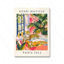 Moldura opcional de 1 peça, estampa moderna para banheiro, leopardo, chita, tigre, lince, arte de parede, maximalismo, Henri Matisse, imagens de animais, rosa, decoração tropical para banheiro - Multicolorido - Ver 50