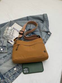 多口袋时尚百搭斜挎包，简约单肩工作通勤包，小众休闲斜挎包 - 彩色 - 查看 6