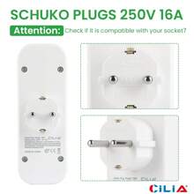 CILIA 1/2pcs European Standard 3-IN-1 Power Strip, 16A/250V, Weight:110g, Carry It With You At All Tian,For Indoor Office, Kitchen, Living Room,Dorm Room Essentials College,White/Black