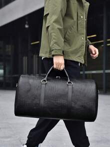 1pc Minimalist Crocodile Leather Texture Travel Bag, Can Be Carried By Hand Or Crossbody, Suitable For Business Travel, Travel, Back To School, Moving Travel Storage Bag Travel Gear Airport Travel Goods Clothes Duffel Bag Creative Boys Gifts Boyfriend Dad Birthday Gifts Bag For School School Accessories School Stuff - Multicolor - View 4