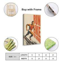 Run Like The Wind Art Retro Gym Poster Motivation Prints For Home Gym Running Art Print Gift For Poster Poster Canvas Wall Art For Bedroom Decor Bar Office Room Decor Gift - Beige - View 3