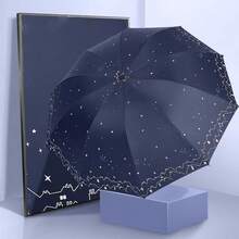 1 buah Payung 10-Rib Lapisan Hitam dengan Motif Baru & Lama Acak, Penggunaan Ganda untuk Matahari & Hujan, Perlindungan UV, Tahan Hujan, Menghalangi Cahaya, Gaya Segar, Payung Wanita - MultiWarna - View 2