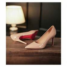 Women's Pointed Toe Red Sole Slim Heels High-End French Wedding Shoes Temperament Sexy Versatile High Heels Women's Singles Shoes - 9.5 Nude - View 3