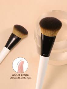 1pc Powder Foundation Brush, Liquid Foundation Brush, Ultra Soft, Professional Makeup Tool, Suitable For Daily Facial Makeup, Can Be Used As Foundation Brush, Concealer Brush, Blush Brush, Contour Brush, Bronzer Brush, Powder Brush, Etc. - White - View 4