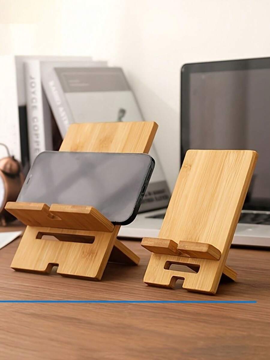 Adjustable Bamboo Phone & Tablet Stand, Portable Holder For Desk, Home & Travel, Compatible With 4-13 Inch Devices For Apple Android Phone, Gifts For Family,Friends,Birthday,Spring, Summer, Mother Day, Boyfriends, Girlfriends - 黃色 - 查看 1