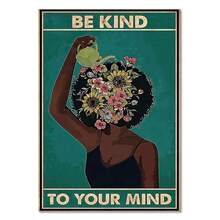 1pc Wall Arts Posters Vintage Decorative Board Wall Retro Images Canvas Painting Kindness Losing Reason Find Your Soul Yoga Poster Retro Home Decoration Optional Frame ,Wall Art With Frame - Multicolor - View 32