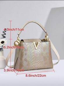 Luxus Damen Handtasche mit Schlangenmuster, stilvolles überlagertes Design, kombiniert mit goldfarbenem Beschlag, multifunktionale Schultertasche und Umhängetasche, PU-Material, elegant für den täglichen Gebrauch, Schultertasche für den Alltag, Tasche mit Schlangenmuster, abnehmbarer Schultergurt - Khaki - Übersicht 2