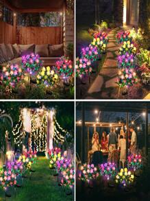 1 Peça Luz Solar de Flor de Rododendro - Decoração de Jardim Externa com LED, Luminária de Piso de Pátio Eficiente em Energia com Pétalas Refletivas Multicoloridas, Iluminação Solar para Caminho para Ambientação Noturna, Luzes de Jardim Noturno | Design de Luz Floral