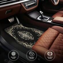 4pcs 2D Printed Car Floor Mats - Retro Bohemian Style Car Floor Mats, All-Weather Polyester Front & Rear Carpets, Car Accessories, Fit For Most Cars And SUVs - Holiday Gift For Everyone, Car Interior Accessories