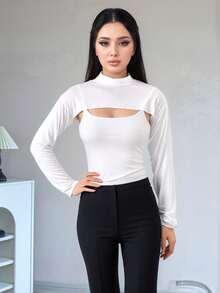 1件/2件/3件装女士时尚纯色袖套，无领，透气，适合户外防晒和夏季日常休闲穿着 - 連脖袖 - 查看 15