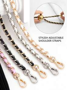 1条130厘米金色可调节链条，金属球装饰替换肩带链条配件，适用于斜挎包、手提包DIY - 黑色 - 查看 2