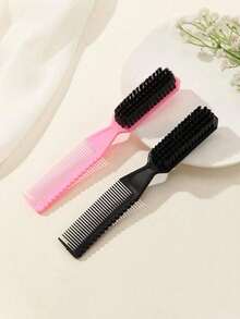 1/2pcs Double-Sided Shaping Comb For Children, 2-In-1 Hair Brush, Suitable For Baby Hair Styling And Household Use - Multicolor - View 12