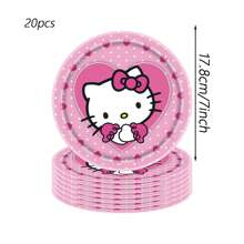 Sanrio 61pcs Sanrio Hello Kitty Party Supplies,Included Plates,Napkins,Tablecloth,Paper Cup,For Hello Kitty Party Decorations,Hello Kitty Birthday Party Decorations,Hello Kitty Party Decorations