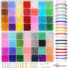 700pcs/1400pcs, 6mm Glass Round Beads Jewelry Making Kit, Suitable For DIY Handmade Bracelets, Necklaces, Earrings, Jewelry, Crafts, Gifts (Random Colors)