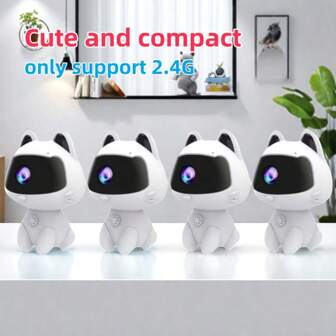 1 件装可爱白色智能猫形家庭安全摄像头，无线 IP 摄像头，可通过智能手机进行远程监控，双向音频，宠物和老人高清摄像头，夜视，多用户共享