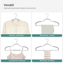Perchas de Ropa, Juego de 50, Antideslizantes, Gancho Giratorio de 360°, Gris Claro y Gris Oscuro - Gris claro + gris oscuro - Ver 5