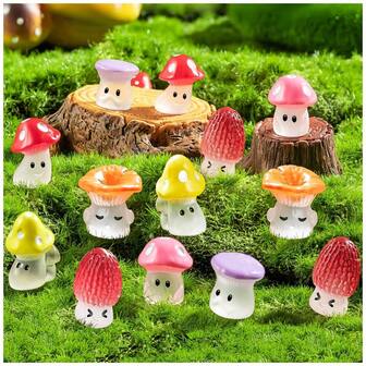 20pcs Set Of Mini Mushrooms Cute Resin Small Mushroom Statue Fake Miniature Mushroom Statue For Fairy Garden Glass Container Accessories Decoration Miniature Landscape Crafts