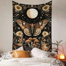 1 pezzo Arazzo in poliestere con motivo di farfalle, luna e fiori, decorazione da parete in stile boho per soggiorno, camera da letto, regalo unico per lei, lui, appassionati di natura, elegante