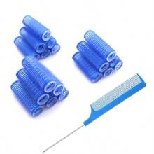 18 PIEZAS Rizadores de cabello sin calor, rizadores de cabello profesionales para salón, herramientas para peinados rizados DIY, peine de cola de rata para mujeres con cabello corto y medio (2 cm x 6 cm), esenciales para volver a la escuela, viajes y vacaciones, accesorios para el cabello para mujeres