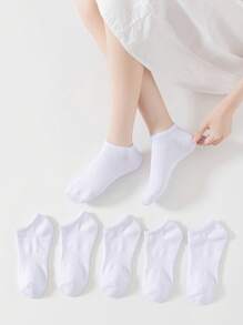 6 Pairs White Thin Ankle Socks, Simple Casual Breathable Comfortable For Men & Women, Suitable For Summer, Daily,Home, Travel, Business