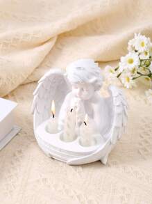 1pc Resin Angel Cross Candlestick Holder, Home Decor For Living Room, Bedroom, Office Desk, Dining Room Candle Light Ambiance Ornament (Candle Not Included)