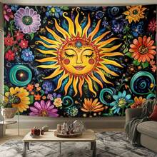 1 pezzo Arazzo da parete floreale colorato in poliestere, decorazione per la casa in stile bohémien, quadro decorativo per camera da letto o soggiorno, dipinto colorato, regalo decorativo ispirato alla natura, appeso alla parete