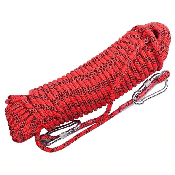30m 12mm Kletterseil Sicherheitsseil rot mit 2 Karabinerhaken Seil Sicherung Camp