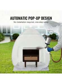 1 件弹出式便携式喷漆帐篷，内置地板、排气口和储物袋 - 可折叠 DIY 趣味喷漆站，涤纶制成，适用于家具喷漆、DIY 工作区 | 便携式喷漆站 | 易安装帐篷（白色）
