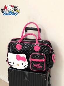 Sanrio 1pc Sanrio Hello Kitty Pink PU Sports Gym Bag, Large Capacity Travel Luggage Bag, Utility Tote, Zipper Closure, Ideal Gift For Travel, Outdoor Sports, Fitness, Street Shooting