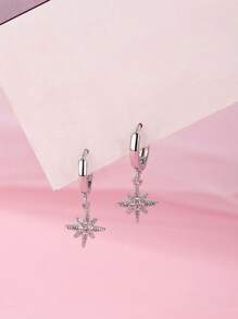 1 Pair Exquisite Hexagram Star Earrings, High-End Design Fashion Personalized Star Stud Earrings, Minimalist Style