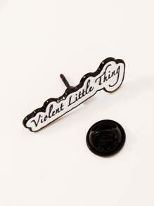1pc Heart Shaped Minimalist Black & White Motivational English Quote Lapel Pin, Metal Brooch For Clothes, Backpacks