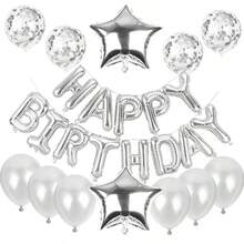25pcs 16-Inch Birthday Letter & Star Balloons Set Party Decorations - Multicolor - View 6
