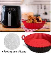 2 件/1 件硅胶炸锅，家用耐热烤盘，圆形不粘硅胶空气炸锅内胆 - 篮子配件，烹饪均匀且易于清洁，适用于家庭厨房和餐厅