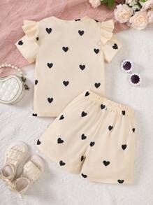 2pcs/Set Young Girl Summer Short Sleeve T-Shirt And Casual Shorts Outfit