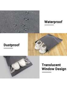 1/5/10 件灰色无纺布鞋子收纳袋，简约抽绳防尘旅行鞋袋