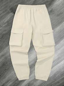 1pc Men's Large Pocket Zipper Cuff Athletic Pants, Casual Loose Cargo Pants, Versatile Leisure Trousers
