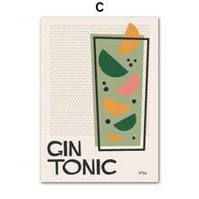 1 件礼物抽象复古鸡尾酒色块形状墙面艺术帆布画北欧海报和印刷品墙画适用于酒吧俱乐部装饰可选框架 - 多色 - 查看 42