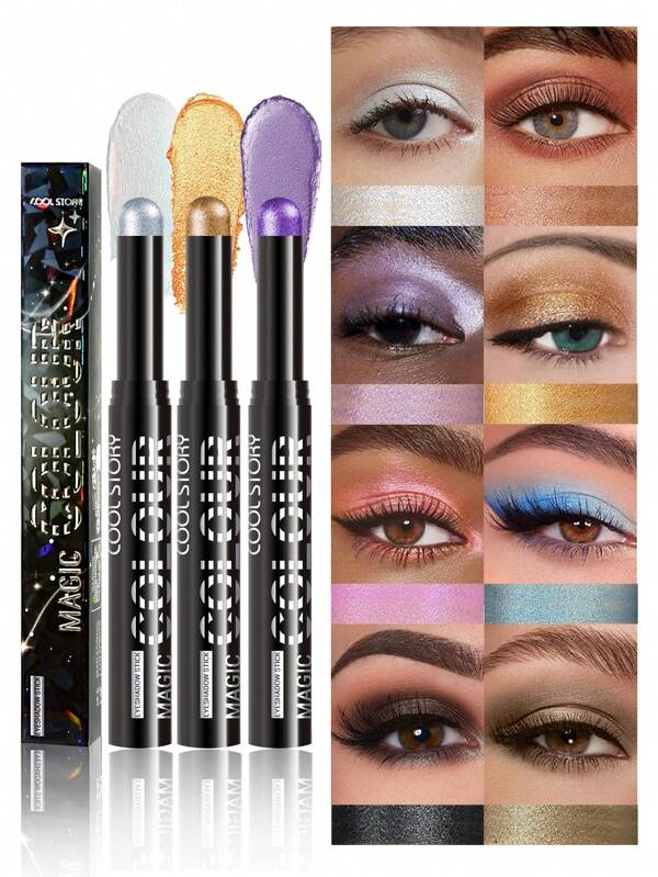 coolstory Crie Olhos Brilhantes - Sombra Cremosa de Cor Sólida, Textura de Creme de Pérola, Aplicação Suave, Realçador de Olhos de Garota Desleixada, Iluminador Metálico, 24 Cores Disponíveis, Criação de Maquiagem Rápida, Ótimo Presente para Mulheres (2g/Peça)